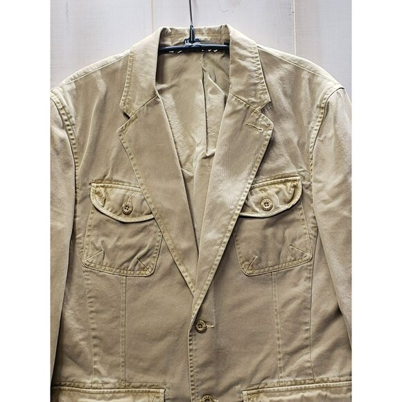 Armani Exchange Washed Cotton Safari Field Jacket Blazer Sports Coat, Tan, Large - Picture 3 of 8